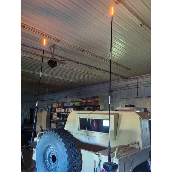 Lighted Antenna Kit, 24v, Variable Length, Includes Base and Mounting Bracket, fits HUMVEE