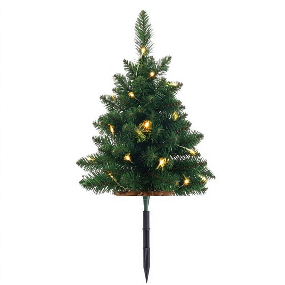 Lighted Artificial Christmas Tree, Outdoor Garden Ground Stake ...