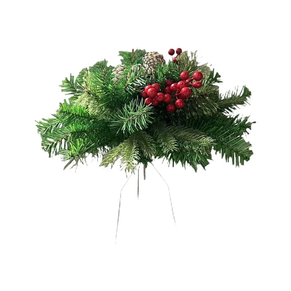 Lighted Artificial Christmas Urn Filler, Battery Operated Pre-Lit Pine Tree Stakes with LED Lights, Holiday Porch Yard Garden Xmas Decor, 1 Pack