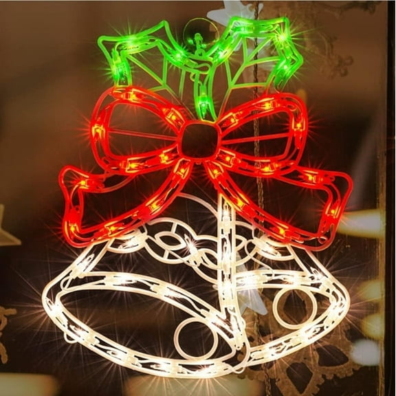 Lighted Bells Christmas Window Silhouette Decoration - Christmas & Party Lights for Home, Patio, Lawn & Garden