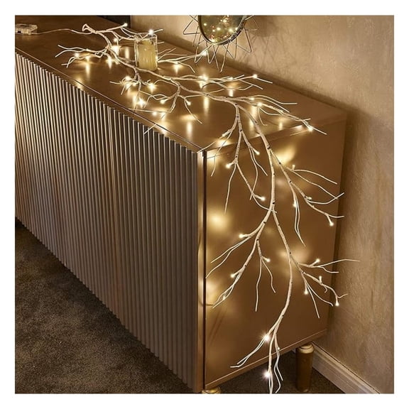 Lighted Birch Branches - 6ft LED Willow Vines with Warm White Lights - Battery Operated - Indoor/Outdoor Decoration for Home, Mantle, Christmas, Wedding