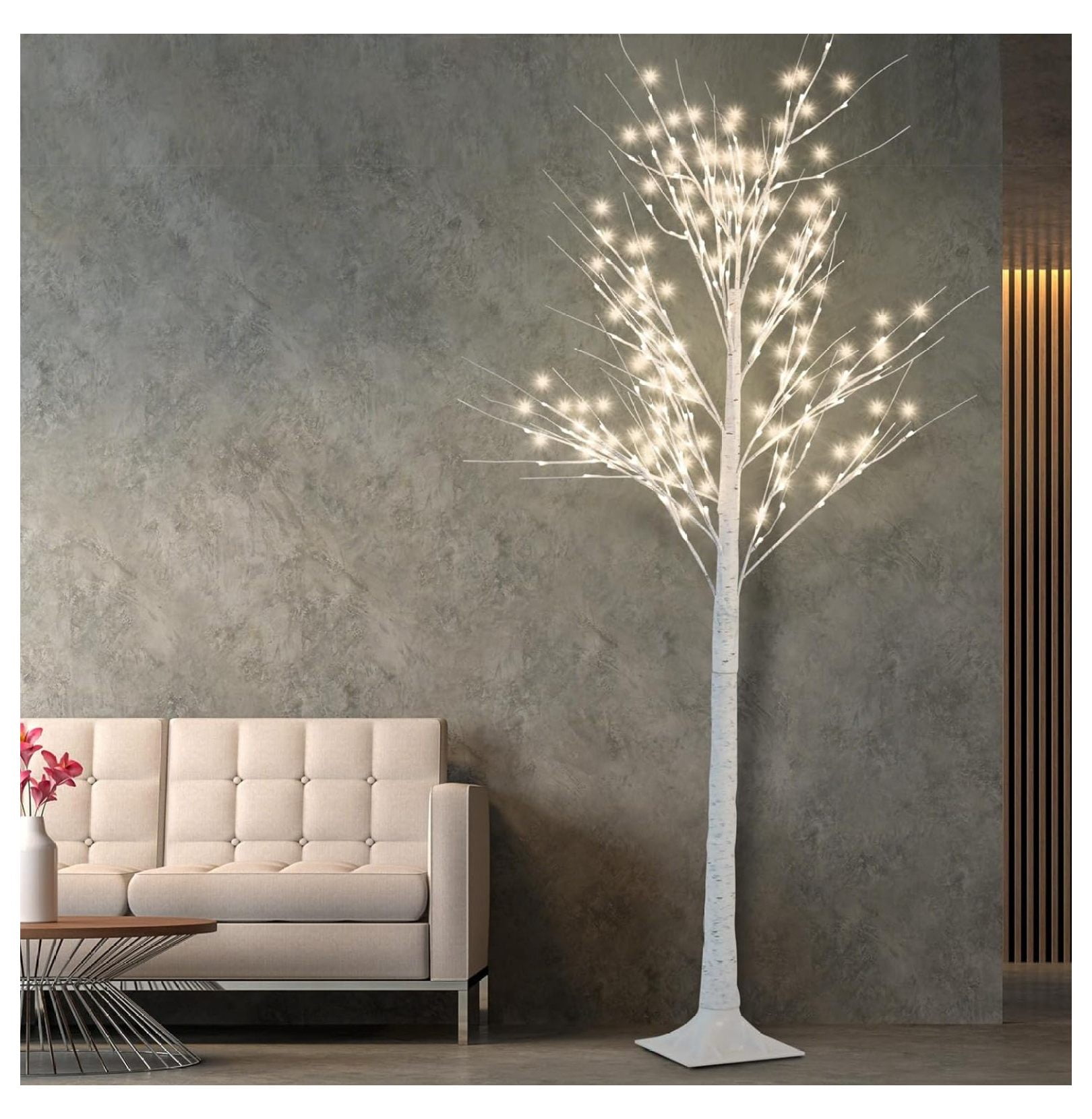 Lighted Birch Tree 7FT, Artificial Twig Birch Tree with Warm White