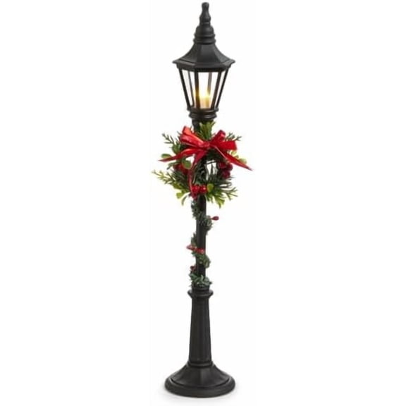 Lighted Black Lamp Post, 18.5-inch Height, , Home Décor