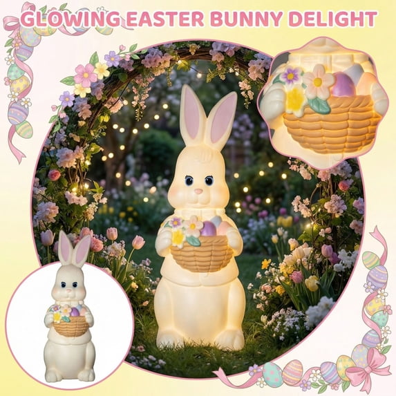 Lighted Blow Mold Easter Bunny , White Spring Outdoor Display for ...