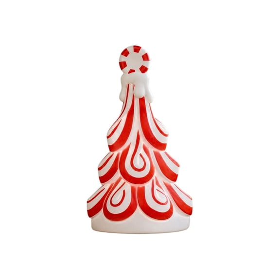 Lighted Blow Mold Peppermint Tree Indoor/Outdoor Christmas Decoration, Red and White, 7.87", by Gezoiane