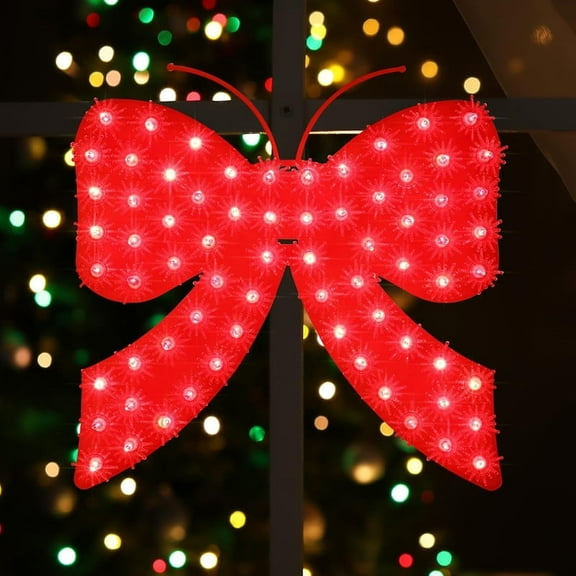 Lighted Bow Christmas Window Silhouette Decoration Outdoor Holiday Decoration