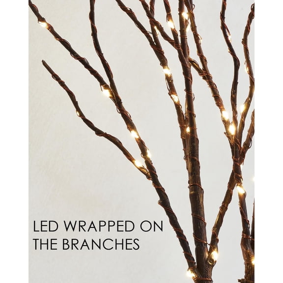 Lighted Branches for Vase 32in Tall 150 LED Plug in, Brown Artificial Willow Lights with Timer Home Christmas Party Mantle Decor