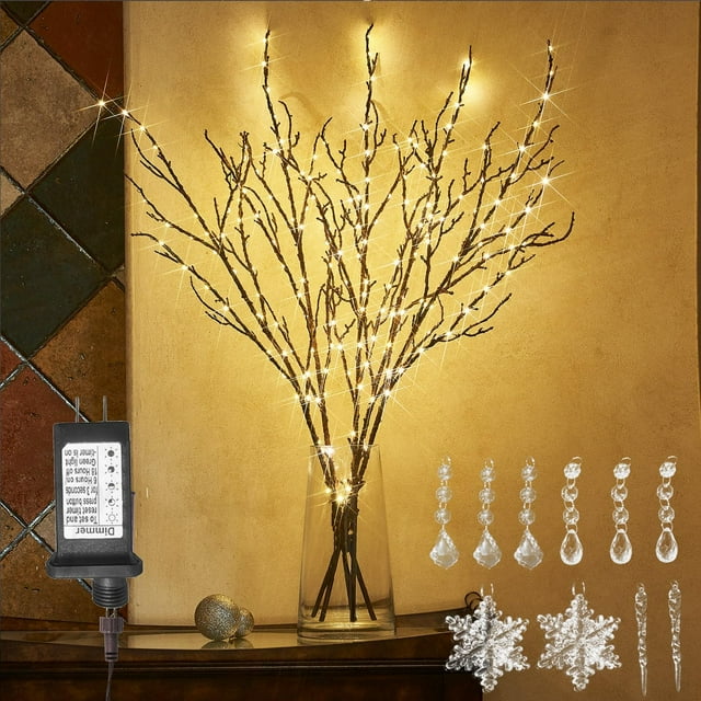 Lighted Brown Willow Branches 200 Fairy Lights 32IN Plug in with Timer