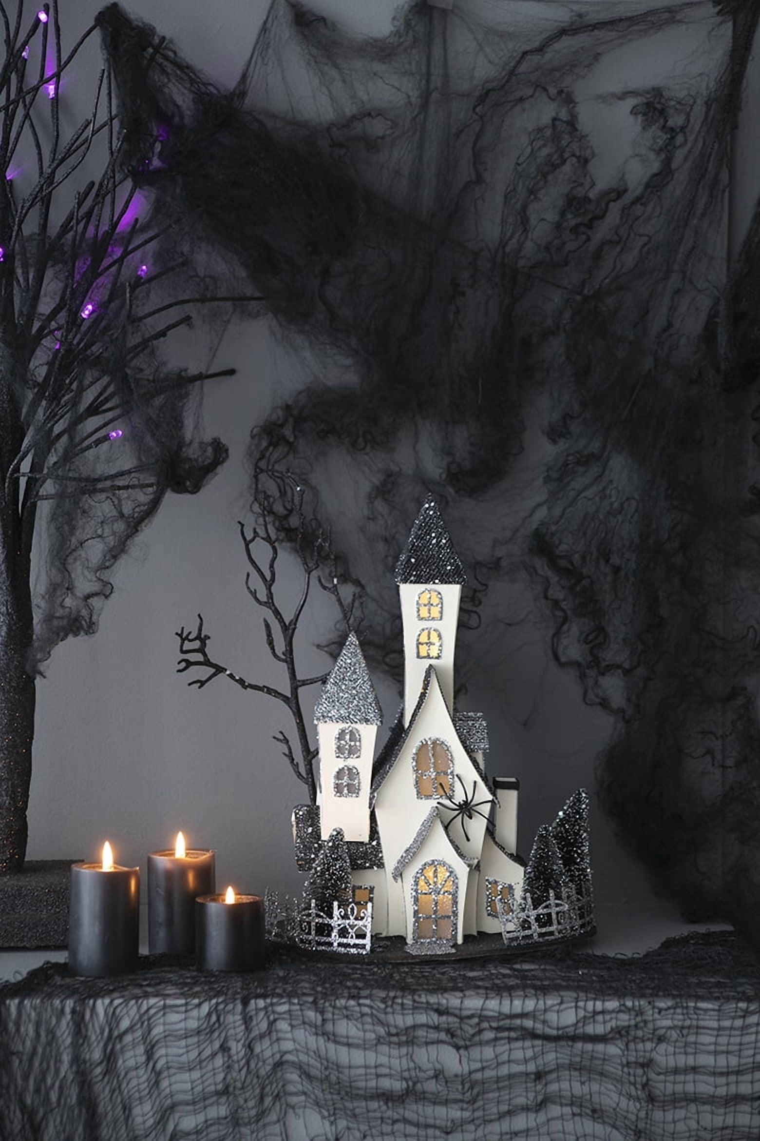 Lighted Cardboard Haunted House Halloween Decor 10x8.3x13.5 Inch Tabletop Shelf Display Centerpiece