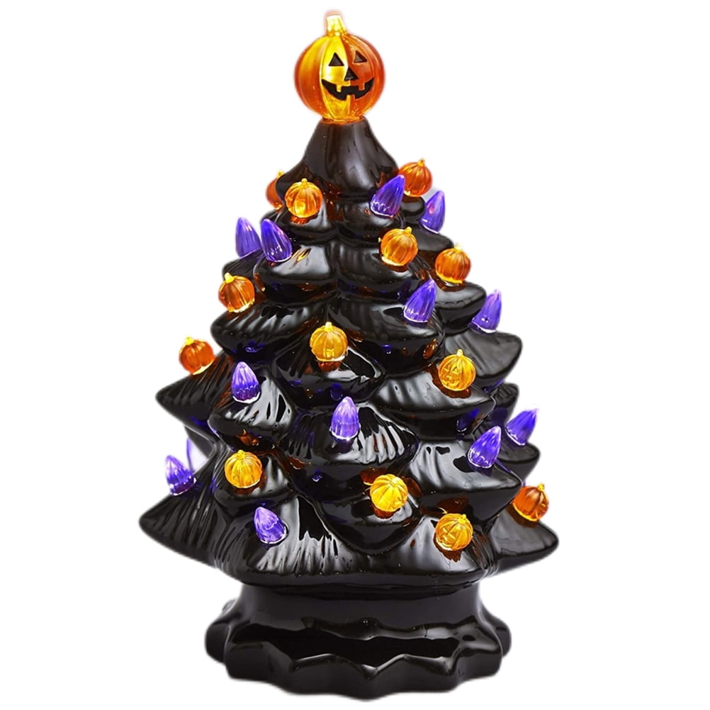 Lighted Ceramic Halloween Tree Tabletop Halloween Decoration Halloween