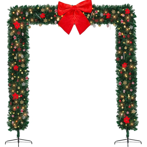 Lighted Christmas Archway Decoration, Xmas Artificial Tree Arch with 350 LED Lghted for Outdoor Indoor Room Festival Party Wedding Garden