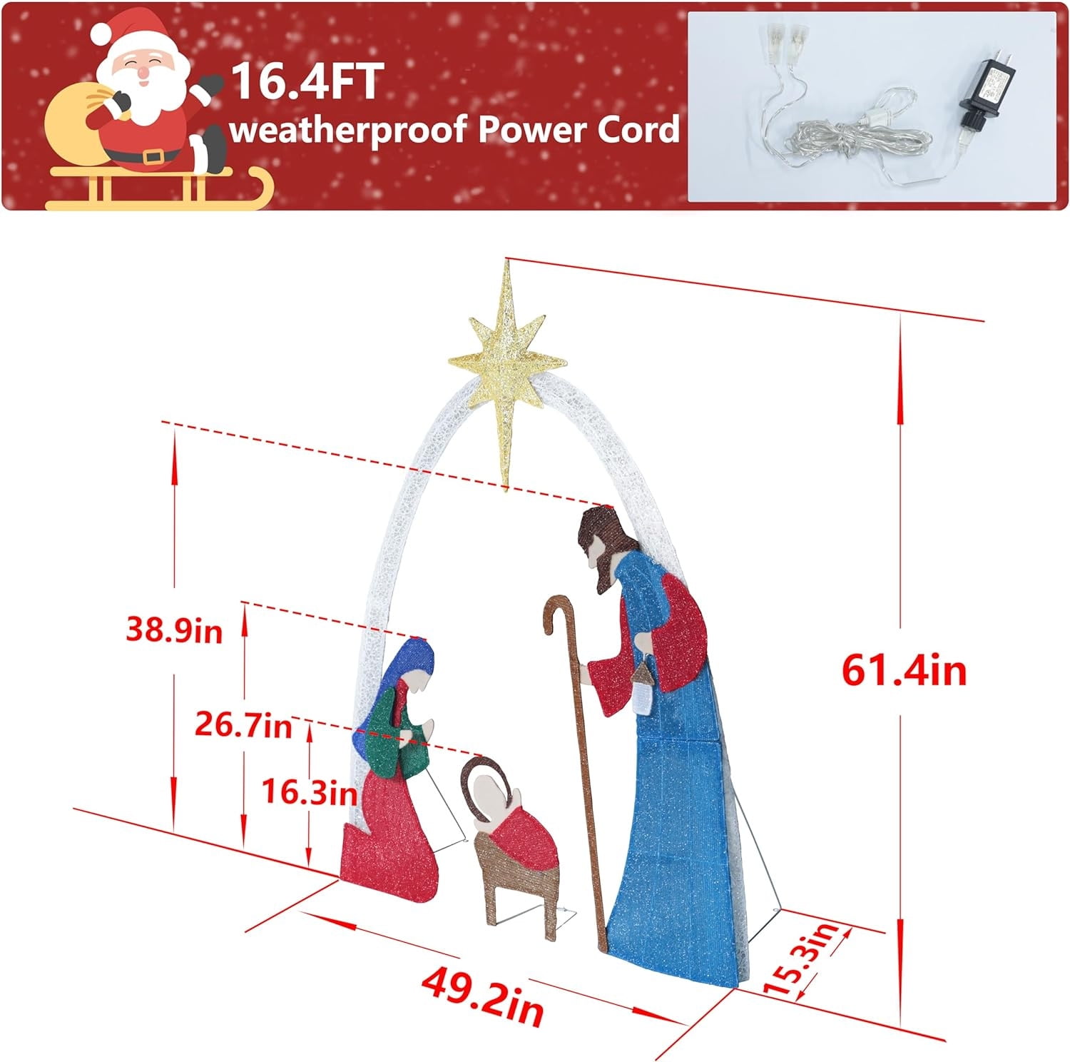 Lighted Christmas Decorations Outside Nativity Set, Light Up Nativity