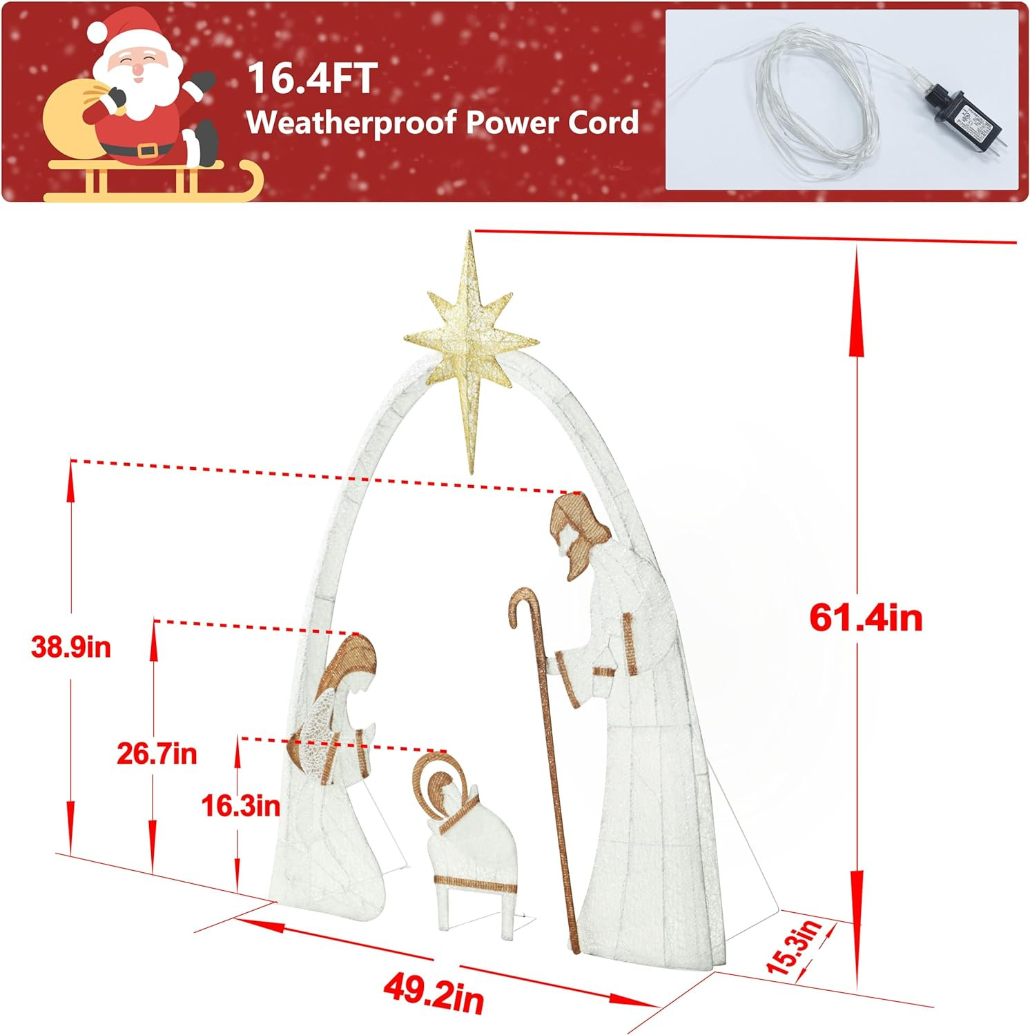 Lighted Christmas Decorations Outside Nativity Set, Light Up Nativity