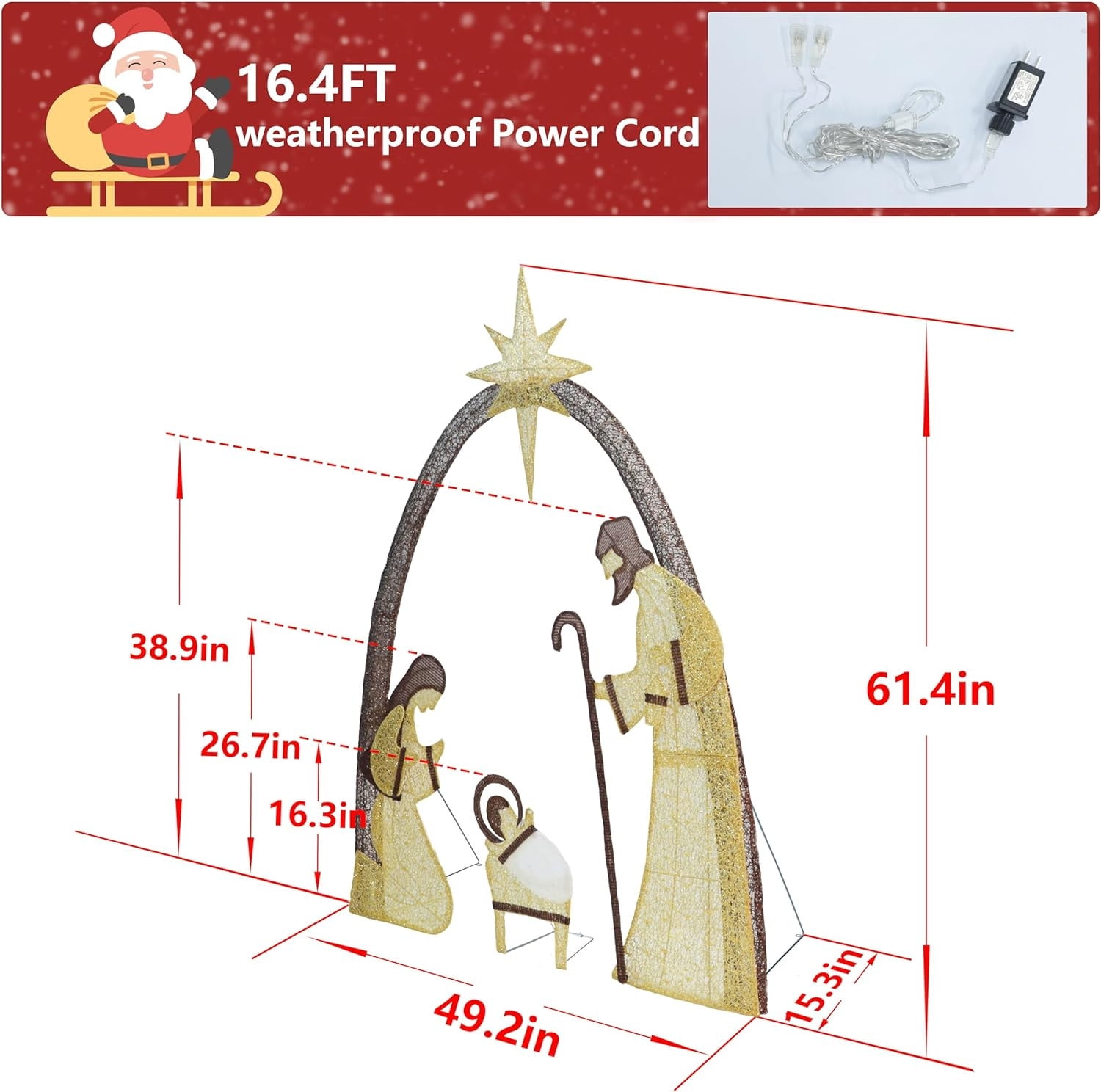 Lighted Christmas Decorations Outside Nativity Set, Light Up Nativity