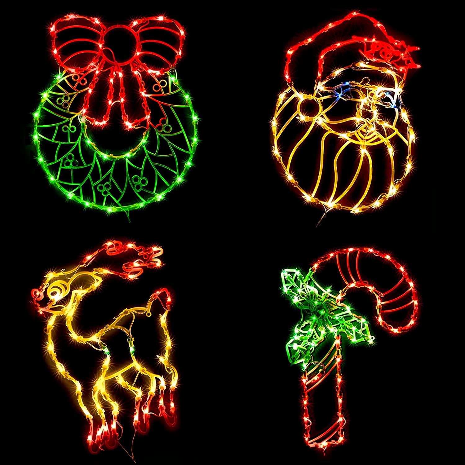 Lighted Christmas Decorations for Windows Reindeer, Santa Claus