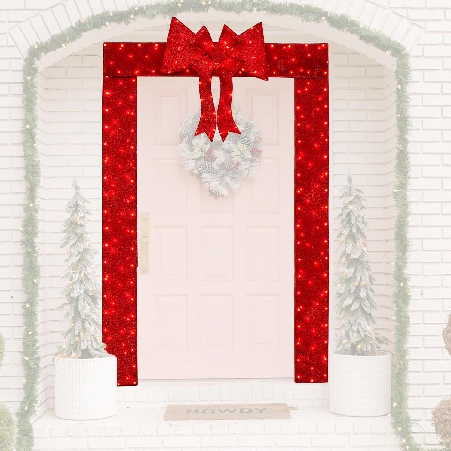 Lighted Christmas Doorway Arch, Lightup Xmas Decoration with 240 LED