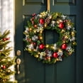 thumbnail image 1 of Lighted Christmas Front Door Wreath with Warm Lights Pinecone Berry, 1 of 7
