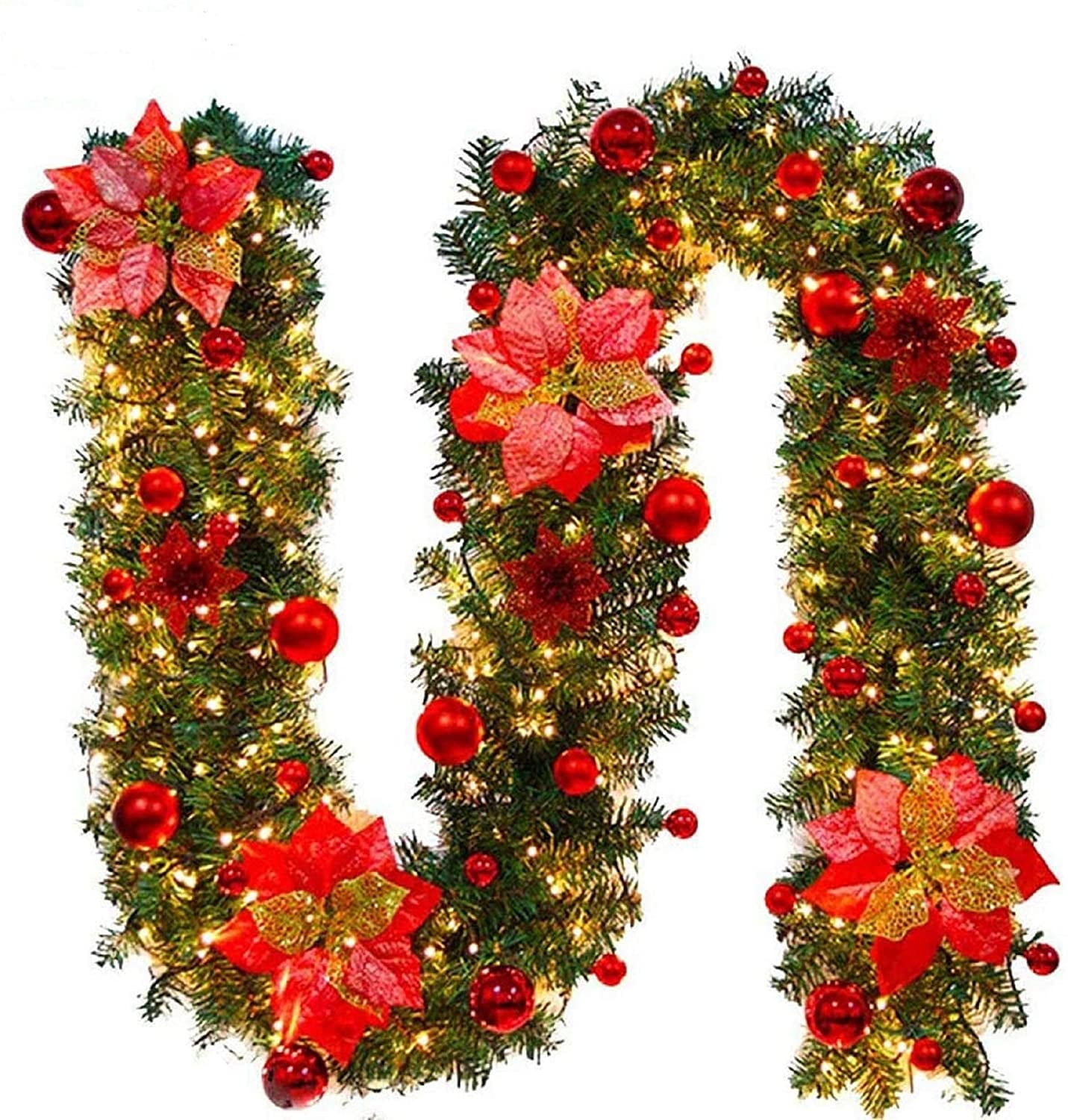 Lighted Christmas Garland Artificial Pine Garland ,Outdoor Christmas