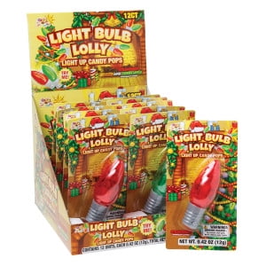 Lighted Christmas Light Bulb Lolli Candy Pops Lollipops, 2 Packs