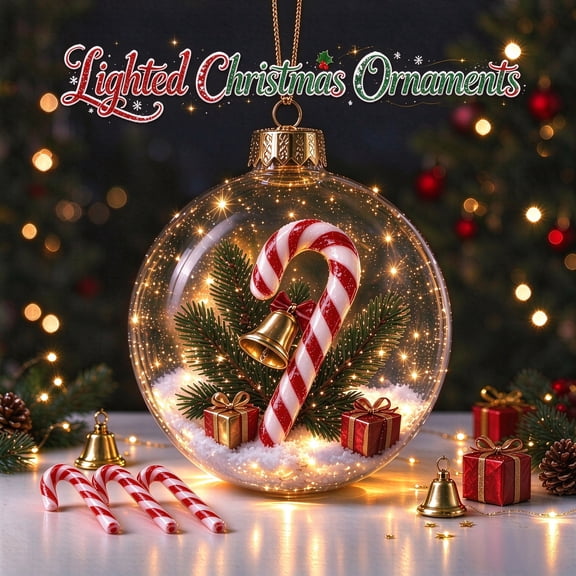 Lighted Christmas Ornaments, Glowing Christmas Story Ornament, Warm LED Clear Globe Diorama Christmas Ball for Christmas Tree, Windowsill Fireplace Seasonal Home Decor & Gift, Akmoler