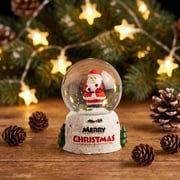Lighted Christmas Snow Globe, Resin Based Santa & Snowman Holiday Scene, Clear Globe Tabletop Night Light Decor, Ideal for Kids, Mantel Display and Gifting