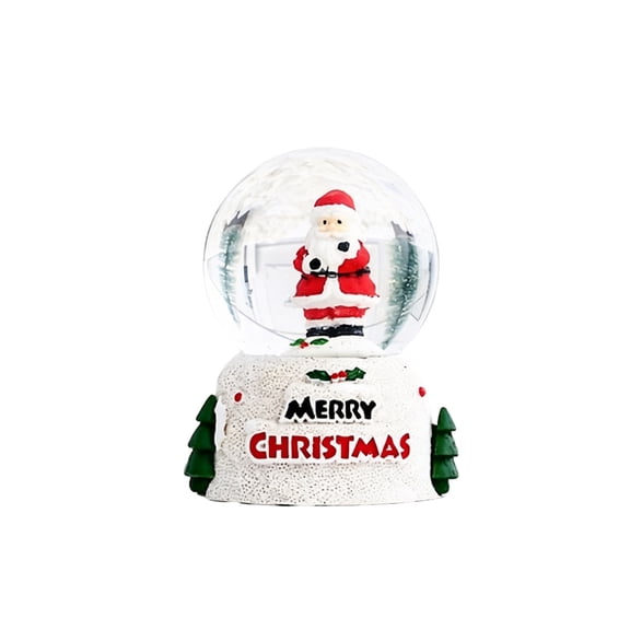 Lighted Christmas Snow Globe Resin Ornament - Xmas Glass Snowball Desktop Decor with Soft Light for kidss, Home Tabletop & Holiday Gift