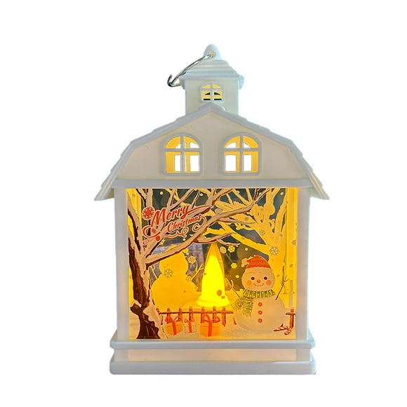 Lighted Christmas Snowman Figurines Musical Snow Globe Lantern with Timer Acrylic LED Snowman Snow Globe with Swirling Glitter Light up Snowman Indoor Holiday Christmas Decoration, with Santa Hat