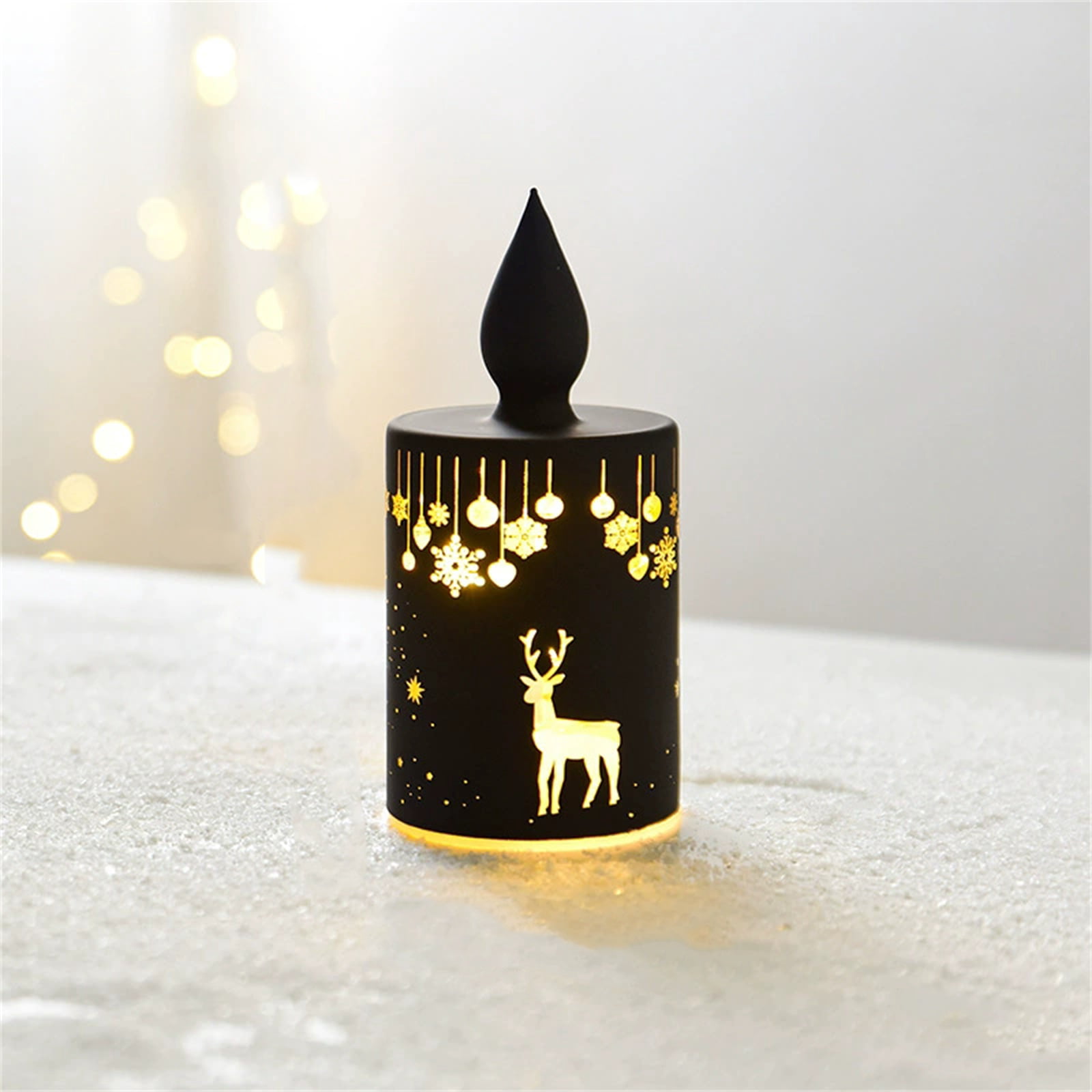 Lighted Christmas Table Decorations with Star, Black Reindeer Christmas ...