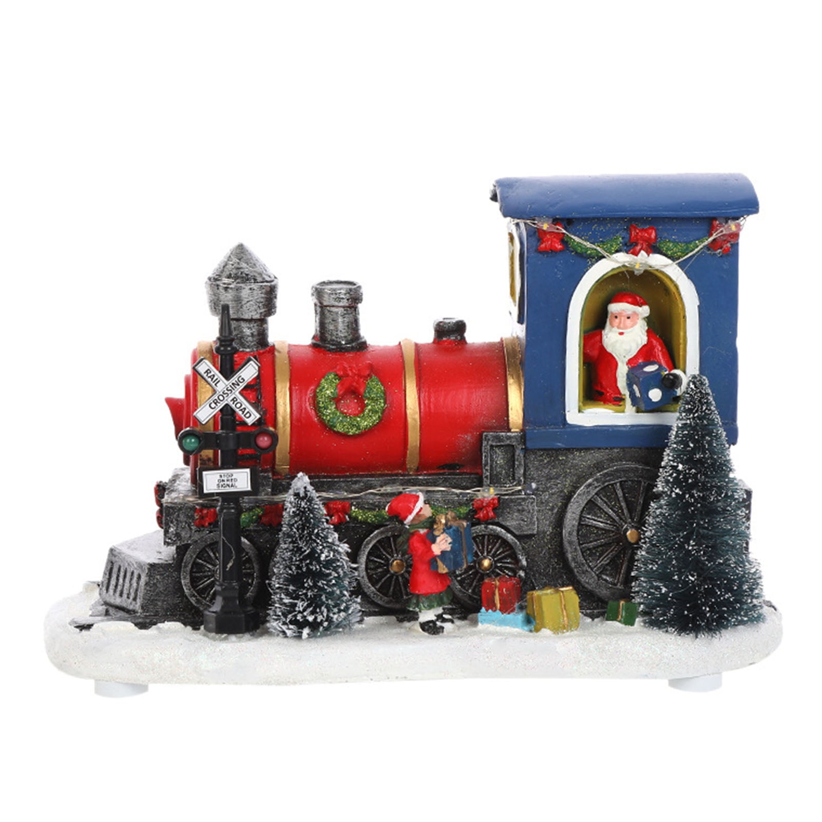 Lighted Christmas Train Santa Claus Decor Resin Lighted Train with