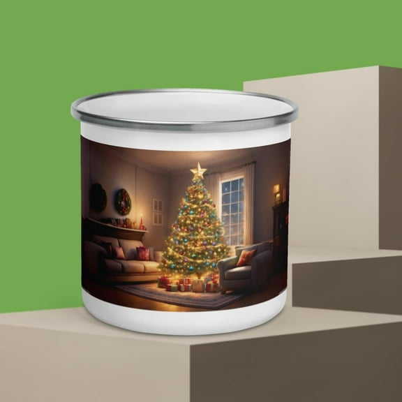 Lighted Christmas Tree 12oz Enamel Mug