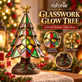 Lighted Christmas Tree, 9 Inch Stained Glass Style LED Tabletop ...