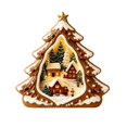 thumbnail image 1 of Lighted Christmas Tree Shaped Wooden House Decoration with Internal Led Lights and Snowy Village Scene, Brown and White, for Indoor Tabletop Display, Christmas Ornament, 1 of 4