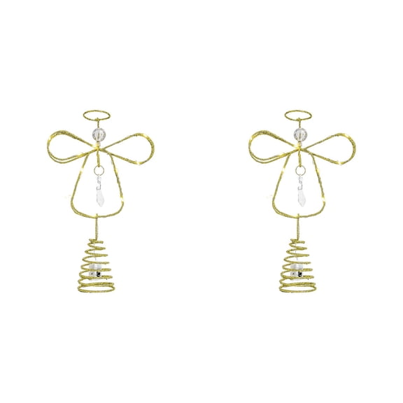 Lighted Christmas Tree Topper Angel,Pre-Lit Gold Metal Small Angel Tree Topper with Lights for Xmas Tree Decoration Indoor,Holiday Decor for Home,Table Display,and Seasonal Celebrations