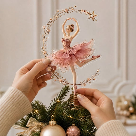 Display Decoration Lighted Christmas Tree Topper with Victorian Ballet Fairy Design, 2D ...