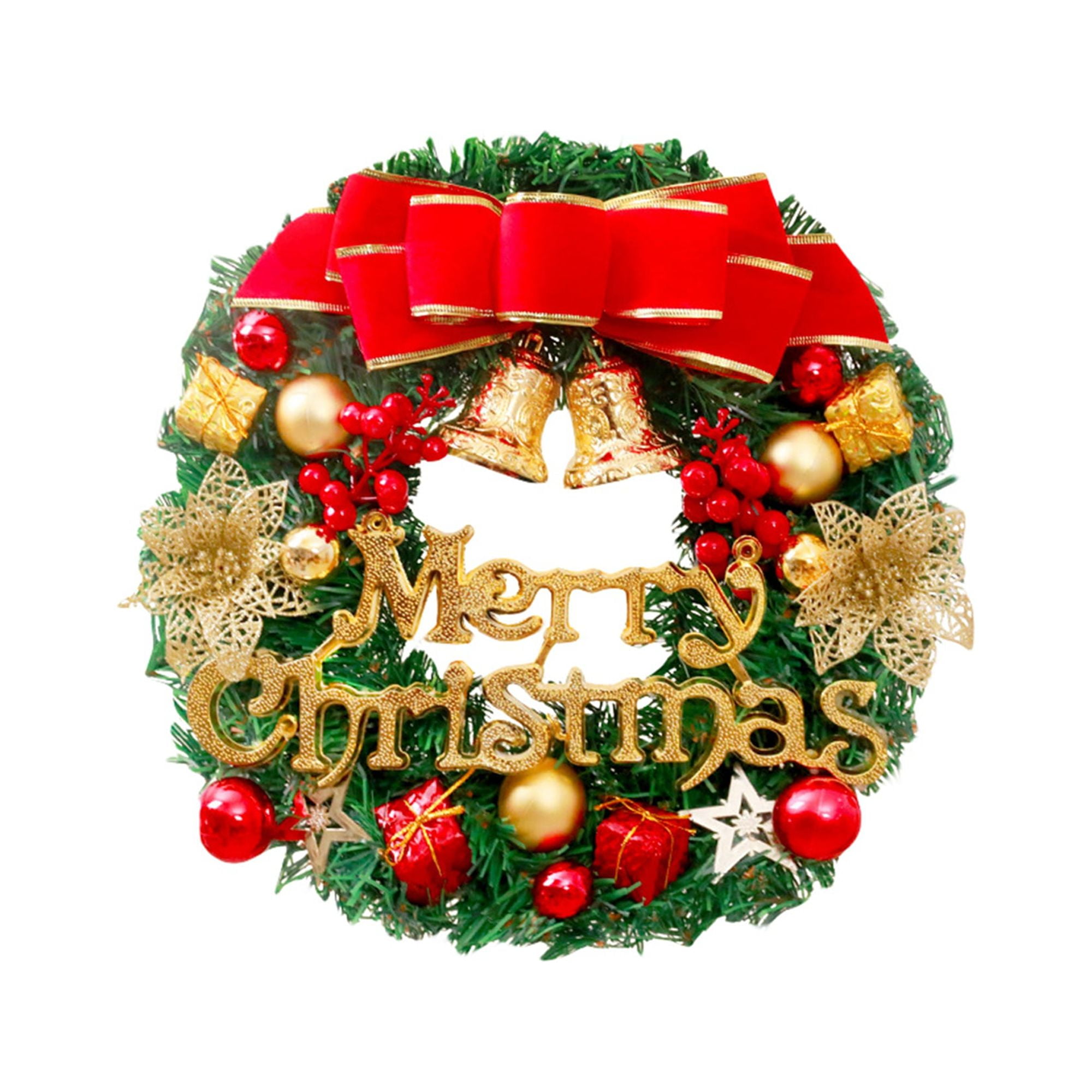 Lighted Christmas Wreath for Front Door Artificial Red Berry Outdoor