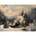 thumbnail image 1 of Lighted Church Christmas Canvas Print - Snowy Forest Setting - 11.75" x 15.75" - #2513, 1 of 5