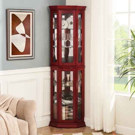 Lighted Corner Cabinet / Ideal for Red Wine Display / Customizable Storage Space