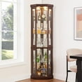 thumbnail image 1 of Lighted Corner Curio Cabinet,Corner Display Cabinet Corner Storage Cabinet with Tempered Glass Doors Mirrored Back Panel Adjustable Shelves,15.31" L X 15.31" W X 69.84" H(Dark Cherry), 1 of 7