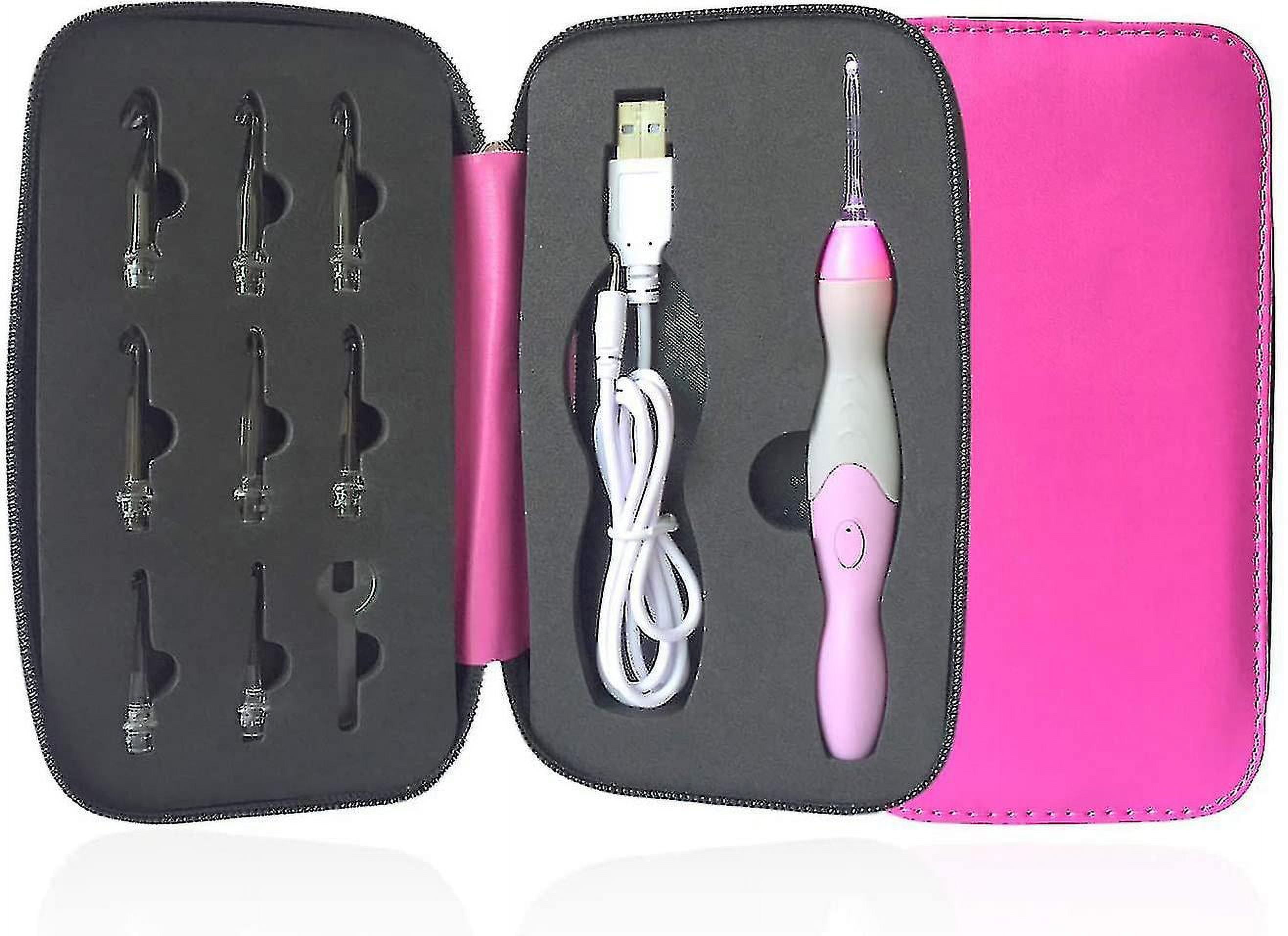 Lighted Crochet Hook Set - 9 Size Interchangeable Heads 2.5mm To 6.5mm With Ergonomic Grip Handles, Rechargeable Lighted Crochet Hooks Complete Set Fo