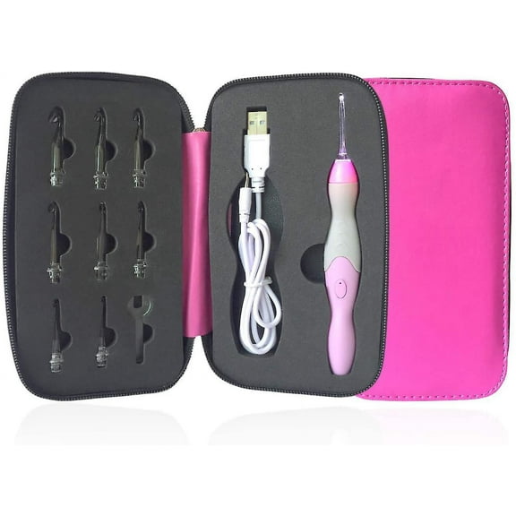 Lighted Crochet Hook Set,9 Size Interchangeable Heads 2.5mm To 6.5mm With Ergonomic Grip Handles,rechargeable