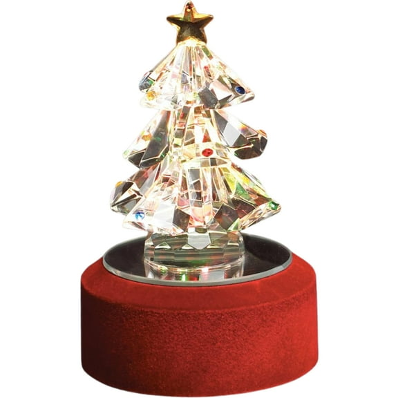 Lighted Crystal Christmas Tree on Rotating Musical Base - Color Changing - Battery Operated - 9845