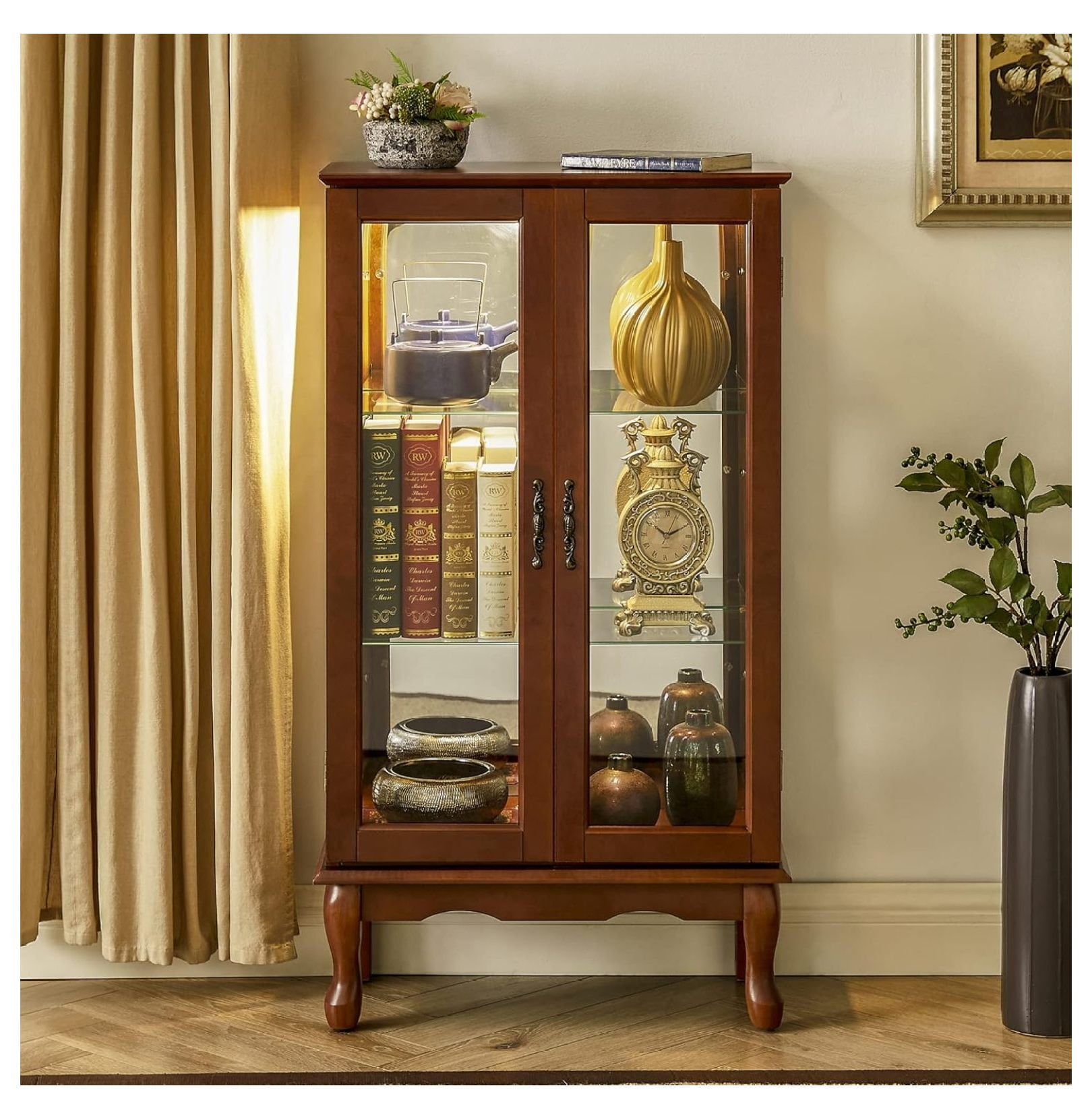 Lighted Curio Modern Floor Standing Glass Curio