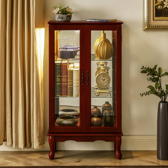 Lighted Curio Cabinet with Magnetic Hardware - Ensure Safe Storage of Items
