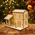 thumbnail image 1 of Lighted DIY Wooden Christmas Village Houses - Holiday LED Handcrafted House Crafts Decorations, Miniature Winter Scene Ornaments Set, 1 of 9