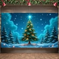 thumbnail image 1 of Lighted Design Christmas Banner Snowy Scene Xmas Banner Starry Background Green Pine Holiday Banner for Christmas Party Winter Holiday Family Gathering, 1 of 9