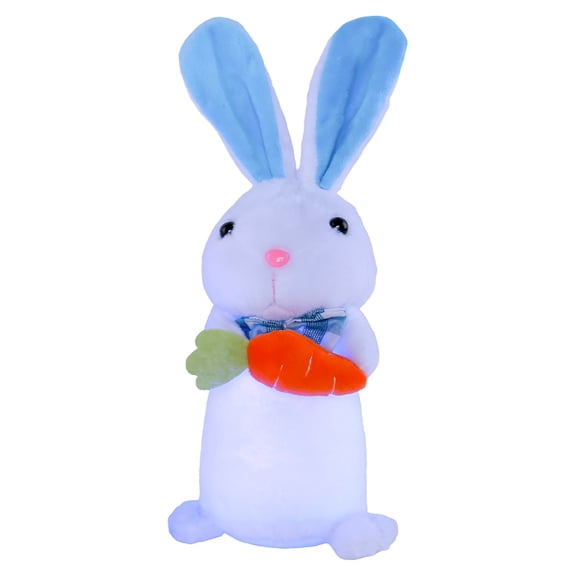 Lighted Easter Bunny, 12.6" Handmade Huggable Rabbits Couple with Carrot, Light Up Easter Basket Rabbits Easter Gift, Party Favor Figurine for Spring Tabletop Holiday Room, White