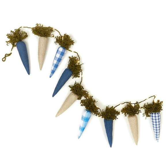 Lighted Easter Garland - Farmhouse Carrot Hanging String Banner for Staircase