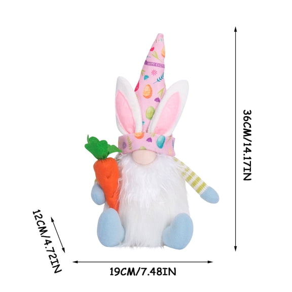 Lighted Easter Gnome with Bunny Ear, Light Up Elf Easter Present, for Spring Home Tabletop Holiday Window Decorations