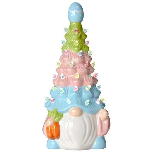 Easter Lighted Gnome Retro Tree Table Decor - Large