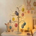 thumbnail image 1 of Lighted Easter Tree Decor, 23.62" White Birch Tabletop Tree with 12 Painted Easter Egg Ornaments, Spring Decoration for Home Party Classroom Bedroom (Battery Operated), 1 of 7